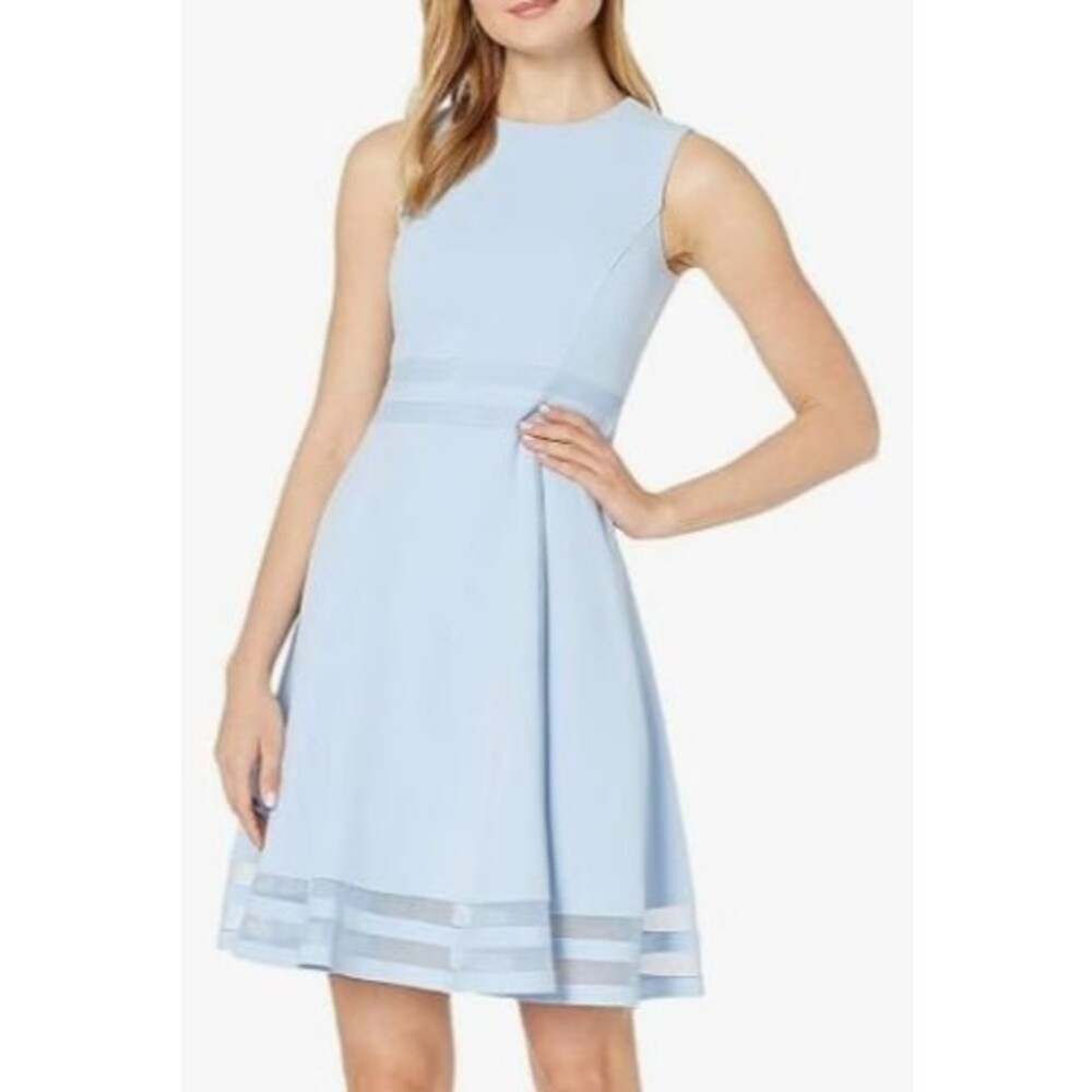 Calvin Klein Illusion Trim Fit and Flare Midi Dress Sz 8